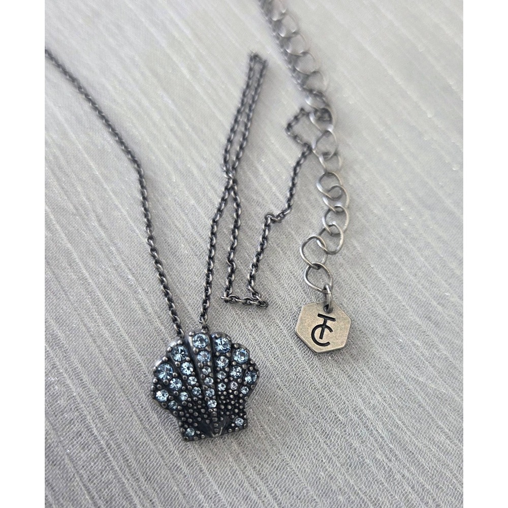 Touchstone‎ Crystal by Swarovski Shell Pendant Seashell Necklace Blue Crystals